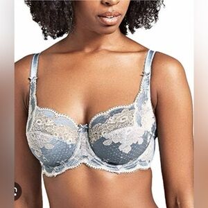 Panache blue/cream 7255 Clara Balconnet‎ Lace Bra size 40D